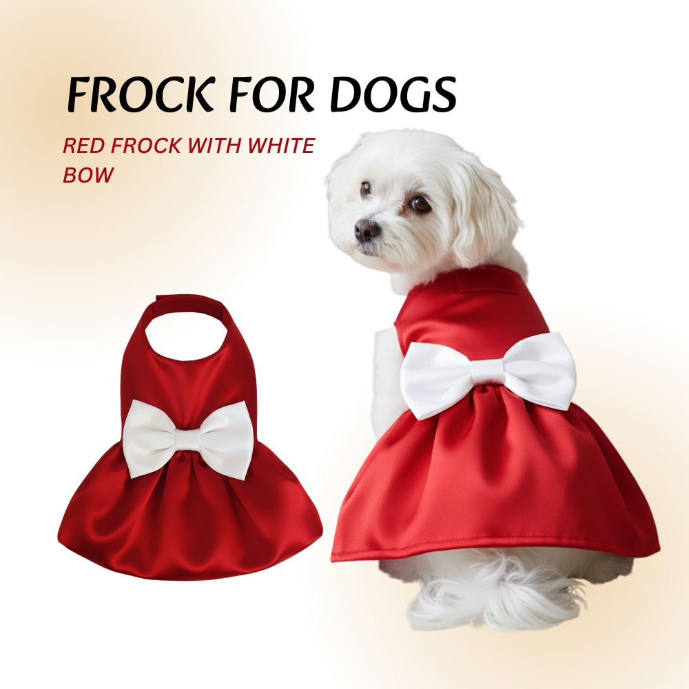 Tail N Tints Red Frock with White Bow for Dogs
