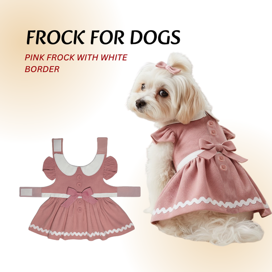 Tail N Tints Pink Frock with White Border for Dogs