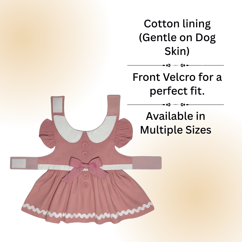 Tail N Tints Pink Frock with White Border for Dogs