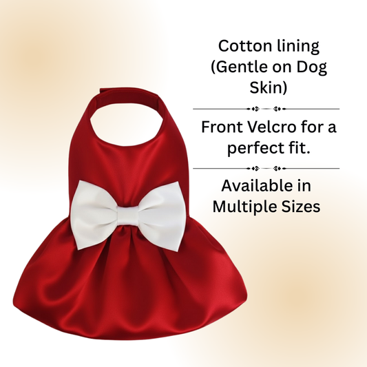 Tail N Tints Red Frock with White Bow for Dogs