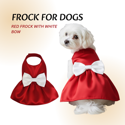 Tail N Tints Red Frock with White Bow for Dogs