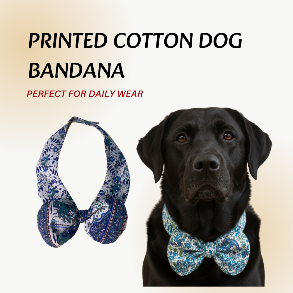 Tail N Tints Printed Blue Cotton Dog Bandana