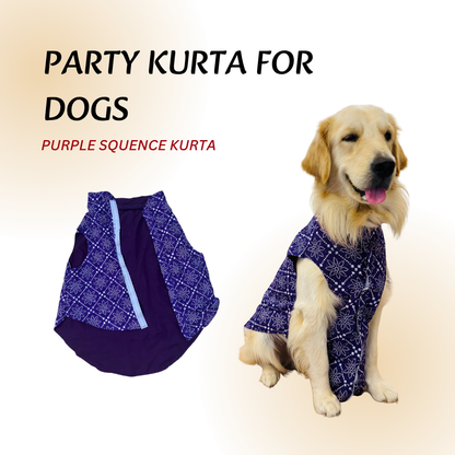Tail N Tints Purple Sequence Kurta for Dogs